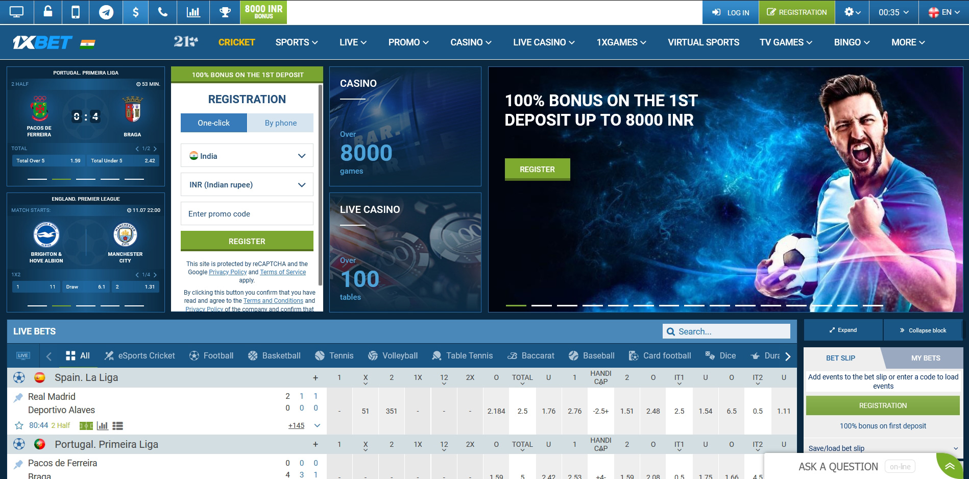 Official website of 1xBet bookmaker.